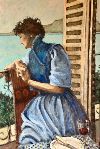 Lucy Hessels (vriendin van Vuillard) op haar balkon.